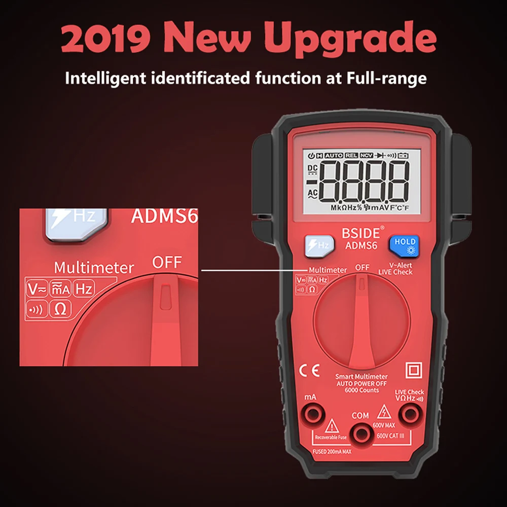 

Mini Digital Multimeter ESR Meter 6000 Counts LCD True RMS DC/AC Voltage Current Meter with V-alert Test Probes For Multimeter