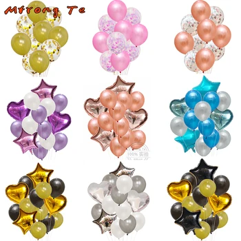 

10/14pcs Confetti Air Balloons With Rope Heart Star Gold Champagne Latex Helium Balloon Wedding Decoration Party Supplies Ballon