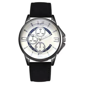 

Trendy Men Wristwatch Quartz Sports PU Leather Band Digital Business Casual Alloy Large Dial Watch