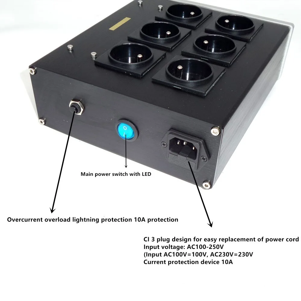 AC8.8 10A Advanced Audio Power Purifier EU AC filter board Overcurrent overload lightning protection European power socket
