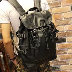 Новое поступление PU мягкий кожаный рюкзак повседневное черный сумки путешествия рюкзаки для мужчин западный колледж Стиль школа книга