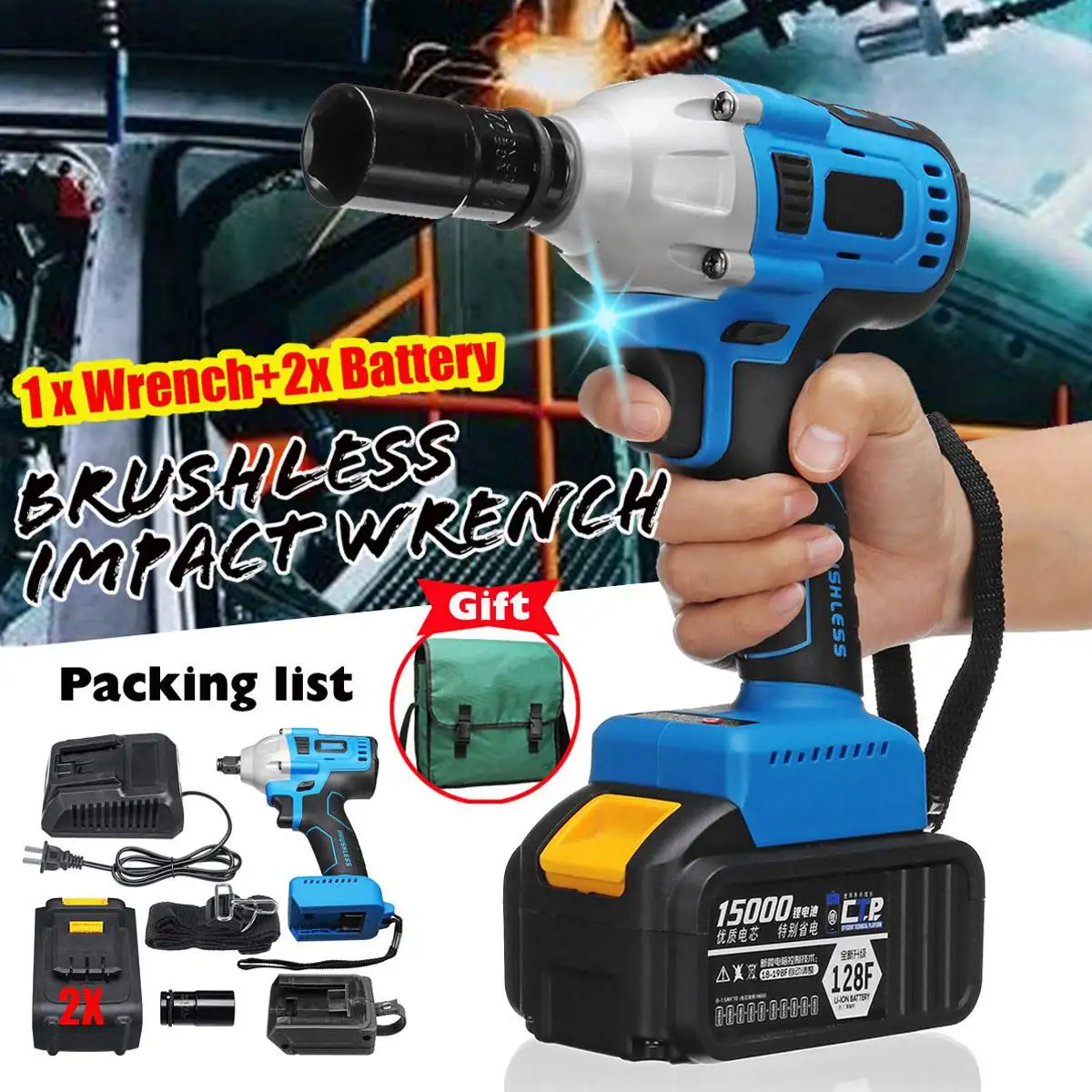 

Impact Wrench Brushless Cordless Electric Wrench Power Tool 340 N.m Max. Torque Rechargeable Extra Battery Avaliable