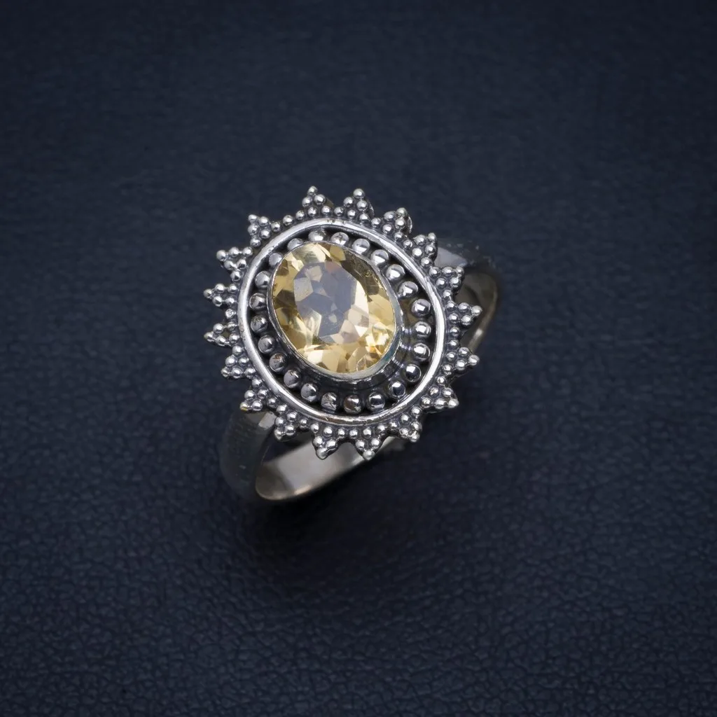 

Natural Citrine Handmade Unique 925 Sterling Silver Ring 7.25 A4091