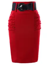 KK женские короткие скрытая молния хорошо тянется карандаш трапециевидной формы юбка + широкий пояс
