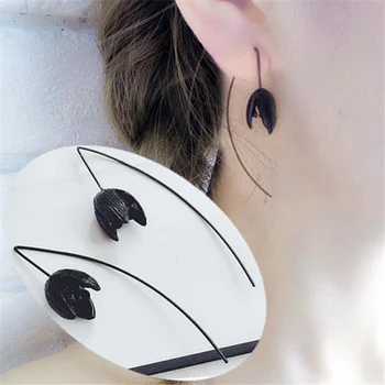 2019 nouveau Bijoux De mode Simple fait à la main fil De cuivre Brincos Oorbellen fleurs noires boucles d'oreilles femmes Bijoux De Gota Feminino