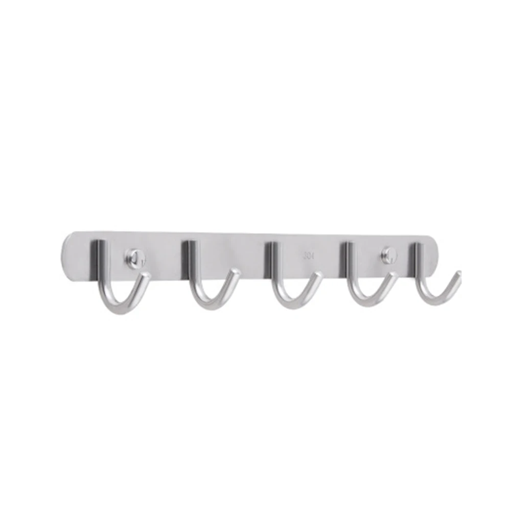 

1Pc Door Back Hook Stainless Steel Rustproof 5 Pegs Clothes Hangers Coat Hooks Towel Rack for Bathroom Kitchen Door Wardrobe