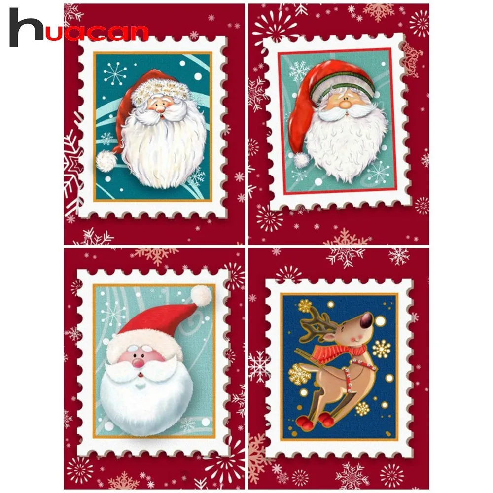

Huacan Diamond Painting Full Drill Stamp Diamond Embroidery Cartoon Cross Stitch Rhinestones Mosaic Santa Claus Christmas Gift