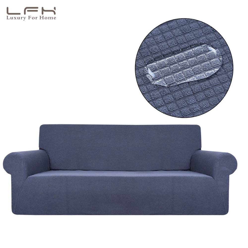 LFH водонепроницаемый чехол для дивана протектор мебели с эластичным спандекс жаккардовая ткань три дивана темно-серый стрейч-чехол для дивана