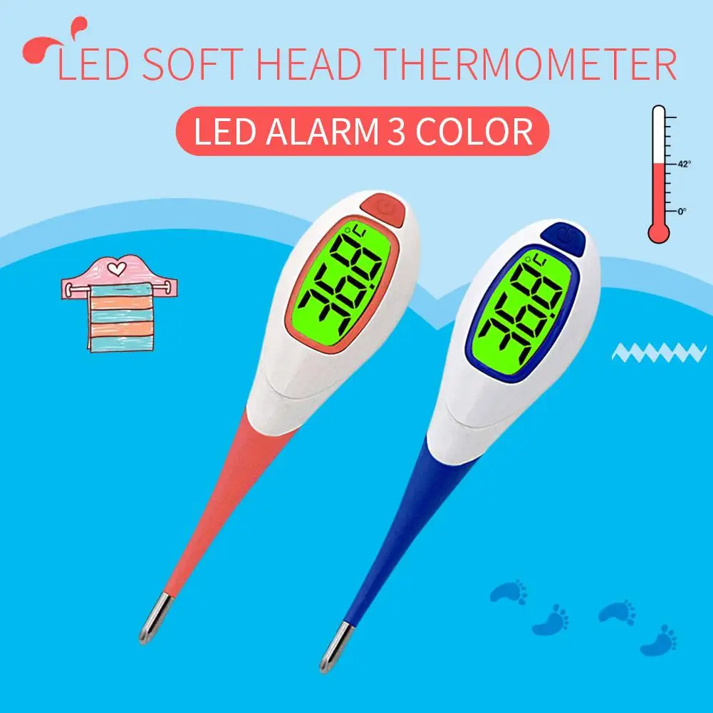 

Soft Head Electronic LCD Thermometer Digital Baby Adult Medical Oral Thermometre Body Fever Measuring Tools Fever Alert Function
