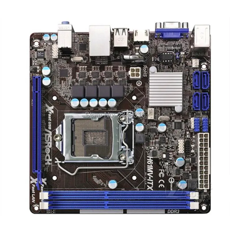 

MINI-ITX ITX HTPC For ASRock H61MV-ITX Desktop Board H61 Slot LGA1155 DDR3 Motherboard SATA2 USB2.0 Support I3 I5 I7