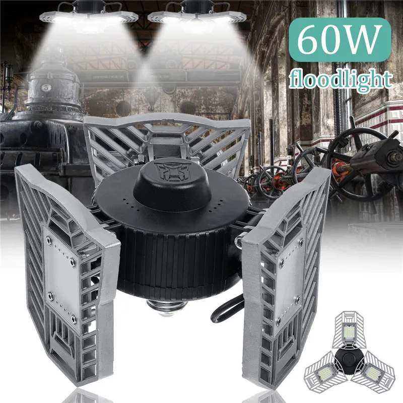 

High Power 144LED Motion Sensor Floodlights E27 60W Adjustable Panel Industrial Flood Light 6000lm for Garage Warehouse AC220V