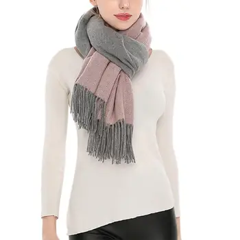 

MISSKY Winter Unisex Women Men Scarf Faux Cashmere Shawl Color Matching Scarf Cape with Tassels Warm Pashmina Gift