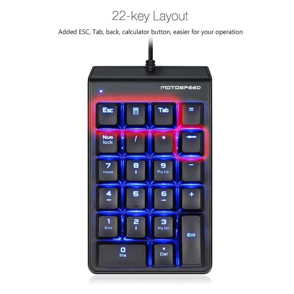 Motospeed K22 Механическая цифровая клавиатура USB Mini Numpad проводной красный