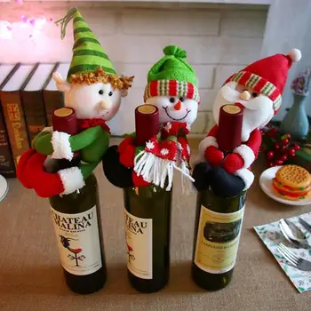 

Christmas Decorations Santa Claus Snowman Shaped Red Wine Decoration Champagne Bottle Beer Bottle Bar Restaurant Arrangement