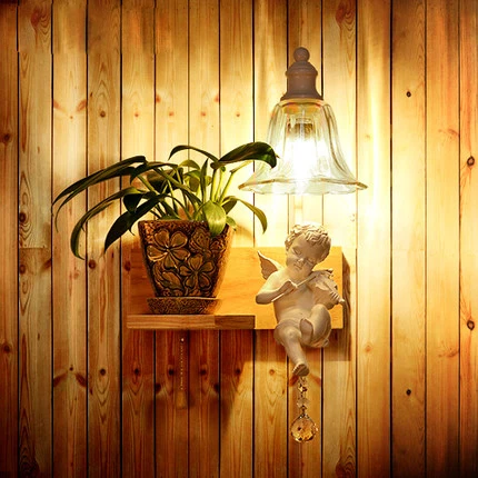 

Nordic Creative White Angel Crystal Wrought Iron Wall Lamp Sconce For Foyer Abajur Bedside Lamparas Bar Corridor E14 110/220v