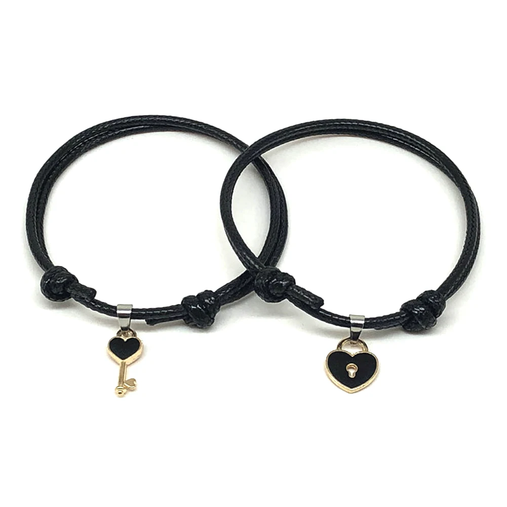 2Pcs/Lot Key Heart Lock Charm Bracelets For Woman Men Fashion Simple Wristband Jewelry Rope Chain Couple Bracelet Pulseras Gifts 2Pcs/Lot Key Heart Lock Charm Bracelets For Woman Men Fashion Simple Wristband Jewelry Rope Chain Couple Bracelet Pulseras Gifts