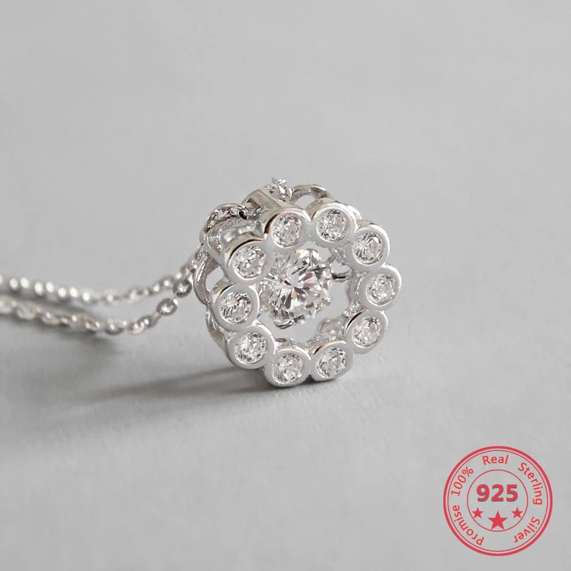 

2019 New Arrival Pure 925 Silver Necklace Chic Fashion Round Zircon Hollow Circle Pendant Necklace Jewelry Gift Drop Shipping