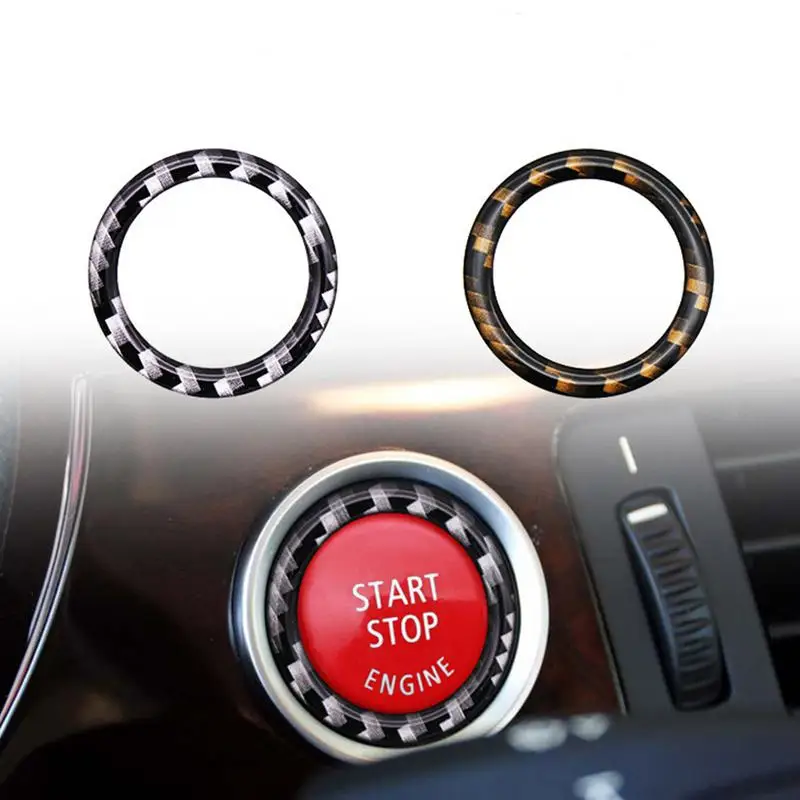 

Carbon Fiber Car Engine Start Stop Button Cover Trim Ring Ignition Button Cover Circle Sticker Ring Trim Ignition