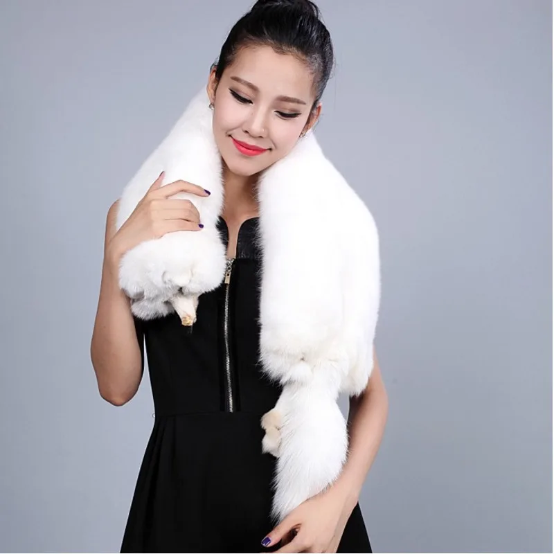 

Men Women Long Scarf For Winter 2018 Luxury Whole Piece 100% Natural Fox Fur Scarves