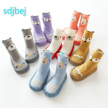 

Cartoon Baby Shoes And Socks Baby Learn To Walk Non-slip Bottom Combed Cotton Children Floor Socks Baby Home Shoes