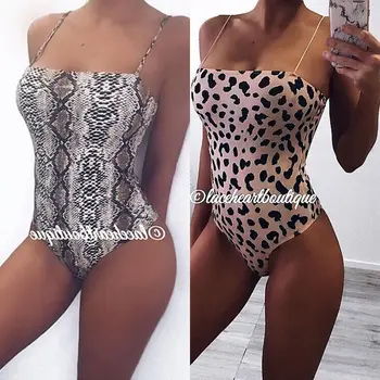 

Women Summer Sexy Snake Leopard Print Strappy Bandage Jumpsuit Romper Ladies Sleeveless Bodycon Party Leotard Tops Bodysuit