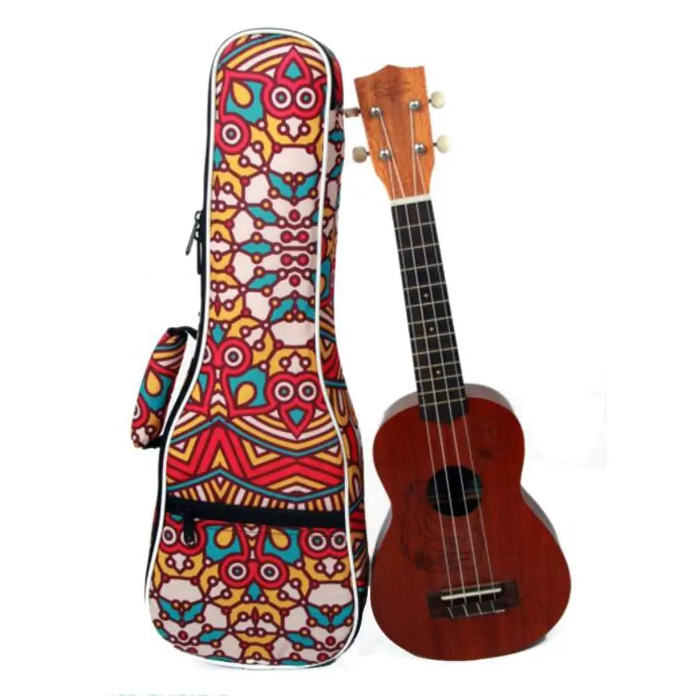 

23 Inch Tropical Pattern Style Ukulele Guitar Bag Backpack Double Shoulder Strap Cotton Soft Padded Ukelele Carrying Case