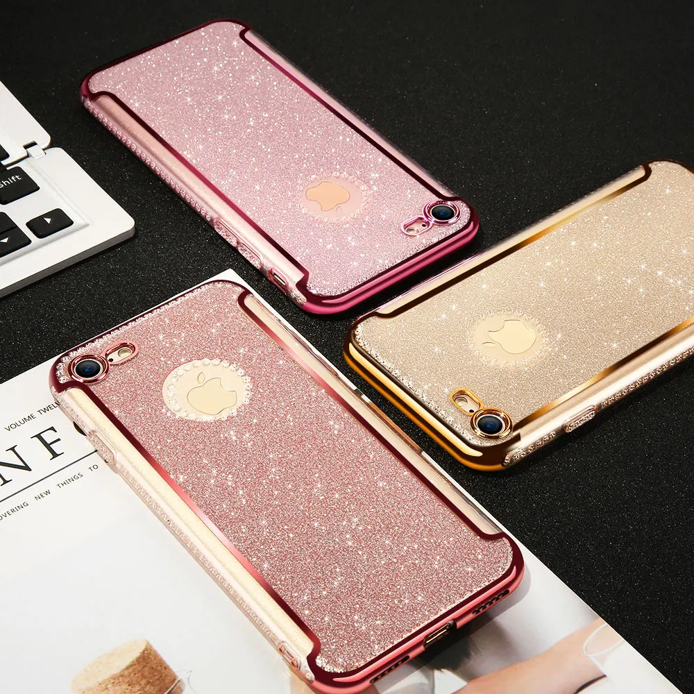 KISSCASE Cute Girly Phone Cases For iPhone 5s Se 6s 7 8 Plus Glitter Diamond Cover Case X XR XS Max Coques |