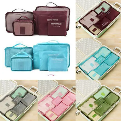 6 шт. водонепроницаемые дорожные сумки для хранения одежды Упаковка куб Органайзер для багажа сумка дорожные сумки
