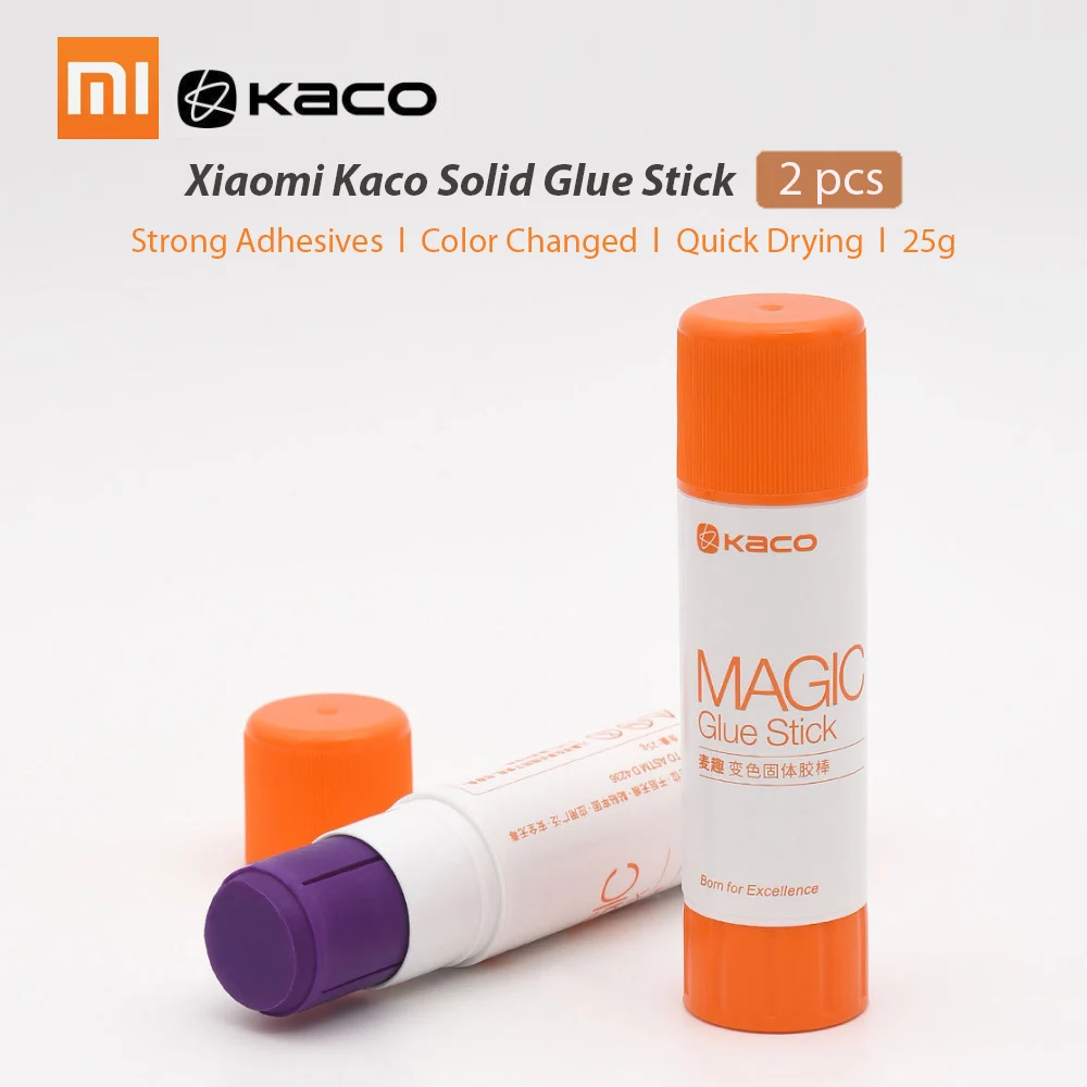 

2Pcs Xiaomi Kaco Solid Glue Stick Color-changing Glue Student Strong Adhesives Paper Sticker Stationery School Office Supplies