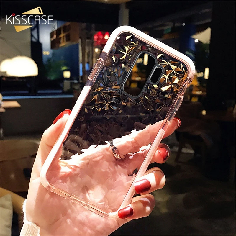 

KISSCASE Luxury 3D Diamond Pattern Case For Samsung Galaxy S8 S9 Plus Water Clear Shockproof Cases For Samsung S9 S8 Plus Cover