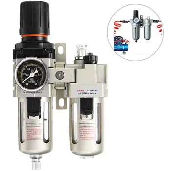 

3/8 Air Compressor Oil Lubricator Moisture Water Trap Filter Regulator Gauge Aluminum Alloy Mechanical Hardware Pneumatic Part