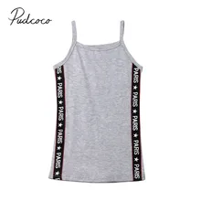 Коллекция года, новое Брендовое летнее платье на бретельках для маленьких девочек трикотажное платье без рукавов с буквенным принтом, серое прямое платье по колено, сарафан