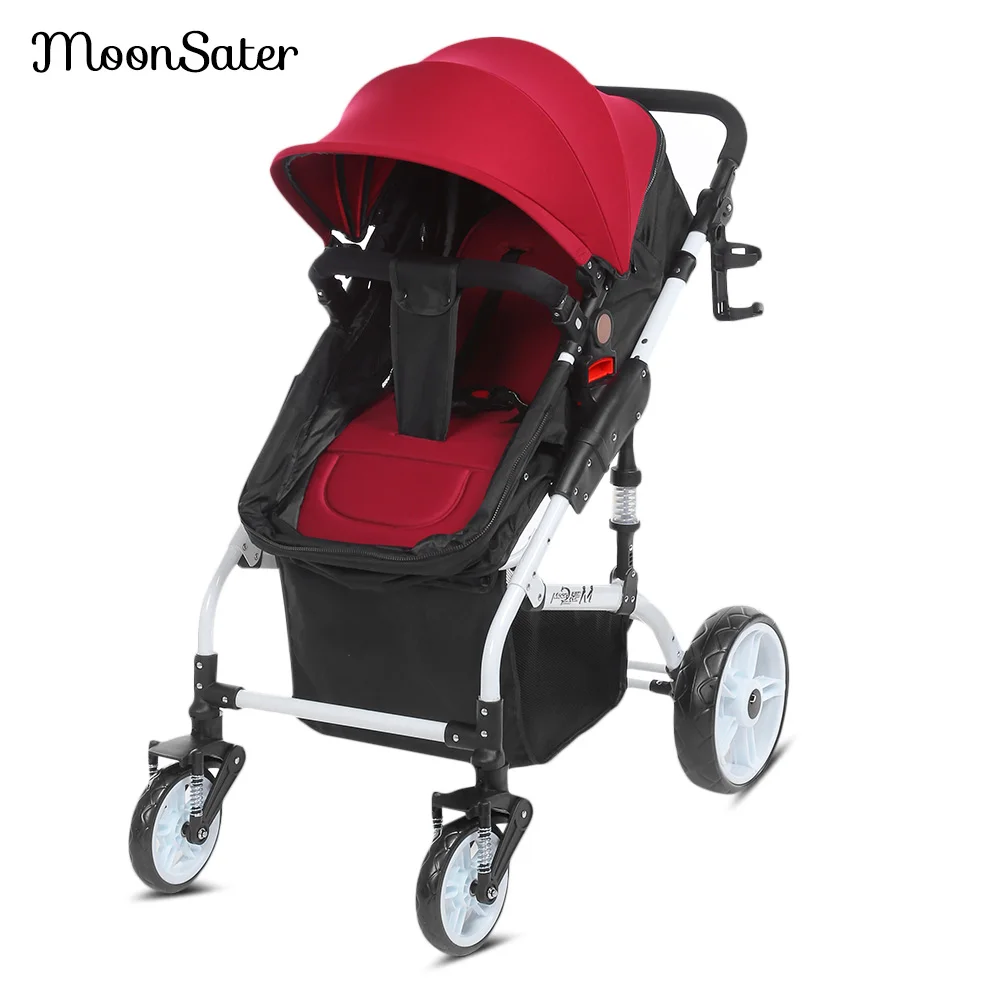 

High Landscape Baby Cart Universal Casters Foldable Pram Baby Stroller Cart With Brake System 360-Degree Rotation Front Whees