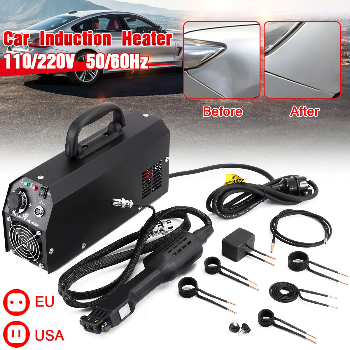 

110/220V 2000W Car Induction Heater Repair Machines Tool Paintless Removing for Car Repair Removal of Dents Car Body Repair