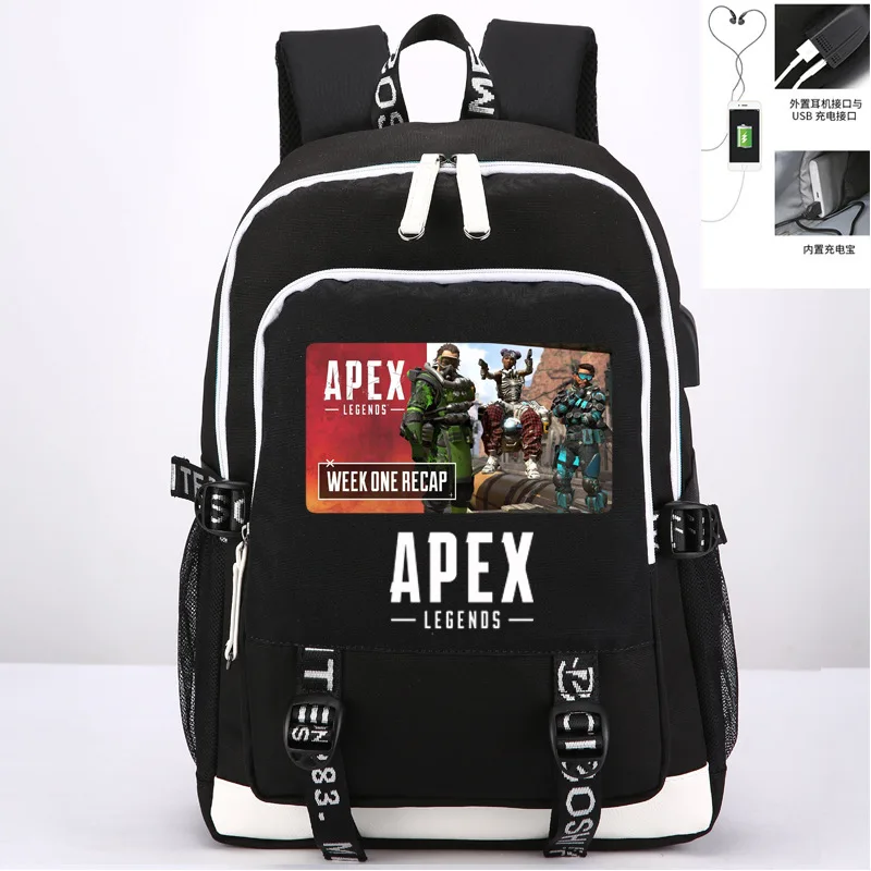

New Game Apex Legends Laptop USB Backpack Kids Teens Student School Bags Bookbag Unisex Cartoon Shoulder Travel Bags Gift