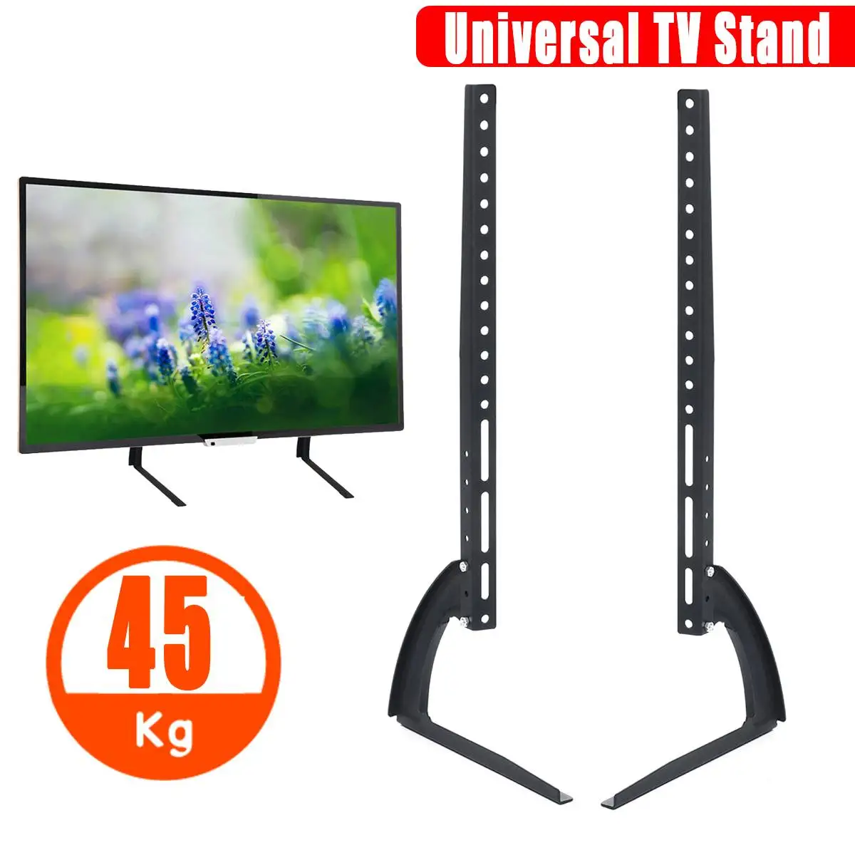 26-75 بوصة العالمي حامل تلفاز قاعدة البلازما LCD بشاشة مسطحة الجدول أعلى الركيزة جبل الحمل يصل إلى 45 كجم ارتفاع قابل للتعديل الأسود