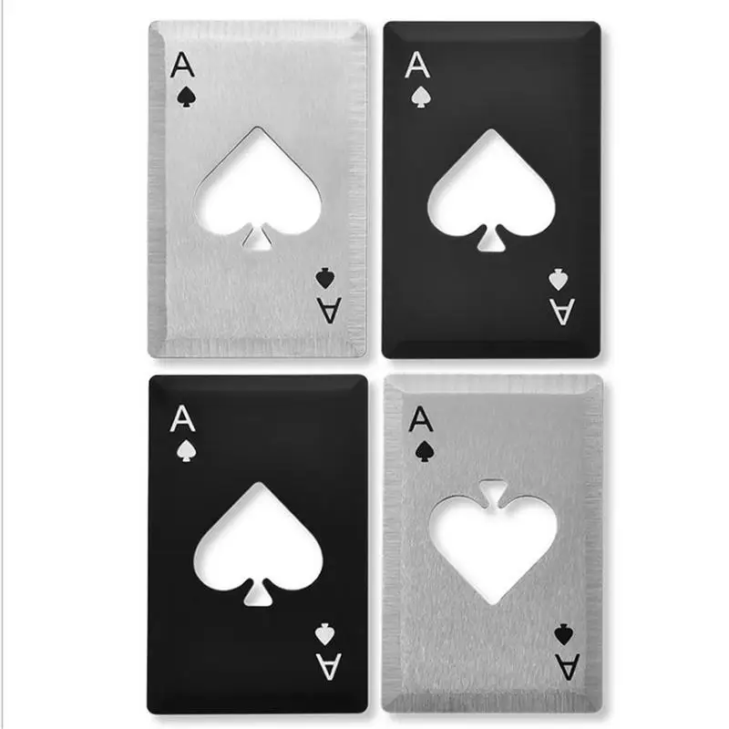 1pc Portable Stainless Steel Spade A Bottle Opener Poker-Shaped Playing Cards For Beer Bottle Opener Throwing And Cutting