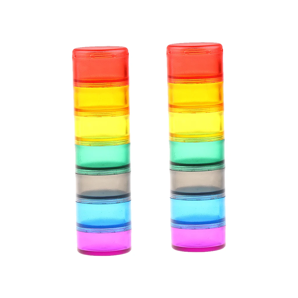 

2pcs Colorful 7 Day Weekly Medicine Tablet Pill Cases Box Holder Organizer Stackable Containers