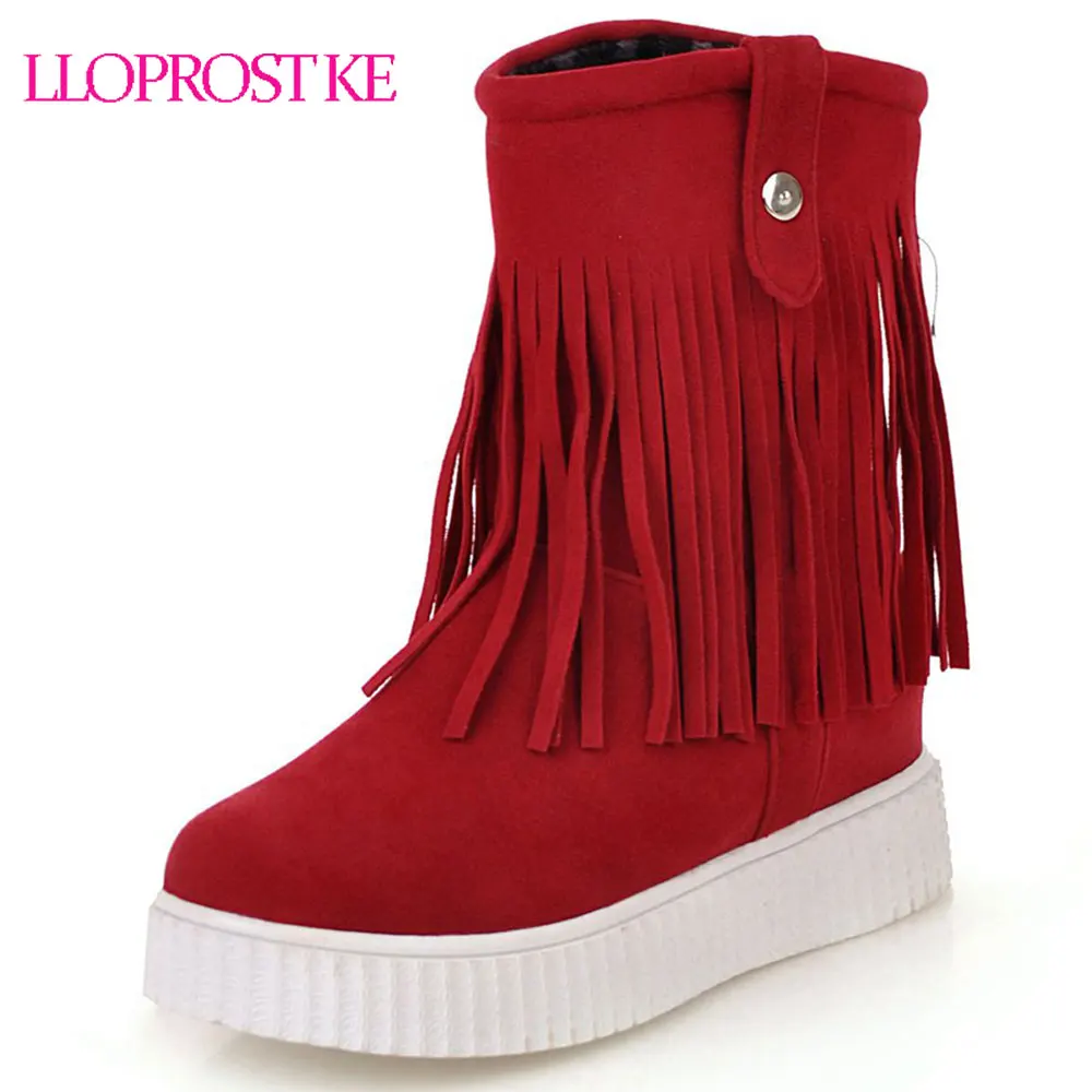 

Lloprost ke Casual Martin Boots Women 2018 Winter Brand Platform Boots Women Red Black Beige Ankle Boots Tassel Bootie Female