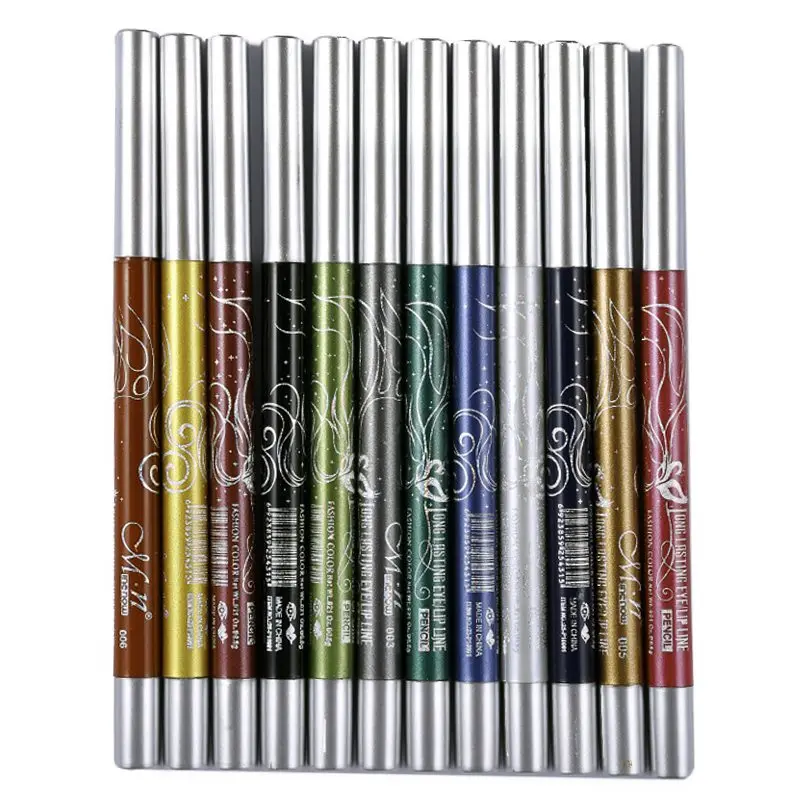 

MENOW Brand Black White Eyeliner Pencil Pen Makeup 12pcs/Lot Easy To Wear Eyes Tattoo Pigment Waterproof Glitter EyeLiner Beau