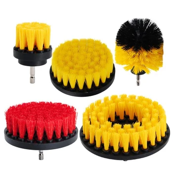 

HOT-5PCS 2 inch 3 inch 4inch 5inch Drill Brush Soft Medium Bristle Scrub Attachments Cleaning Kit-Great for Cleaning Glass Til