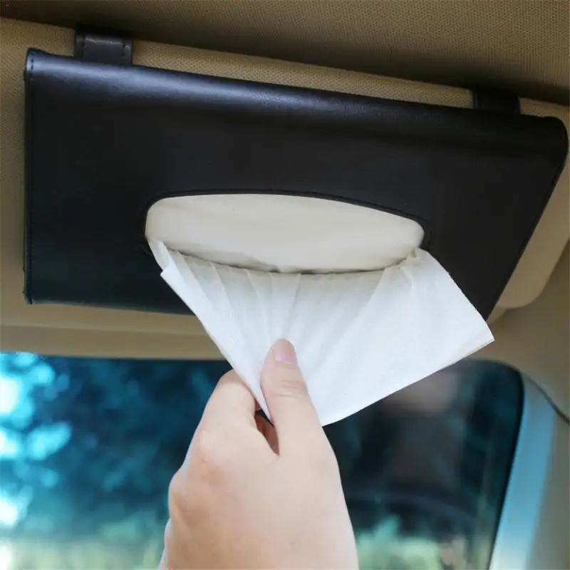 

Tissue Box Cover Car Sun Visor Tissue Box Auto Accessories Holder Paper Napkin Clip PU Leather Case Tissue Case