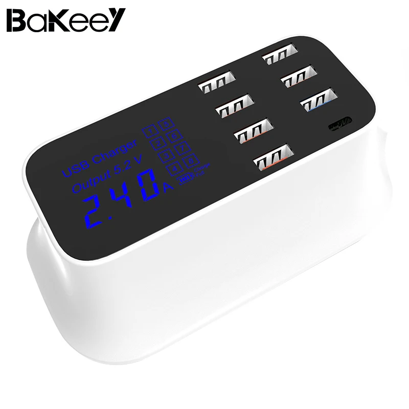 

Bakeey QC3.0 8A Digital LED Voltage Display Type C 7 USB Ports Travel Desktop Charger US Plug