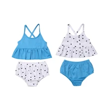 Большой/маленькая сестра соответствующие купальники милый Малыш Дети девочка точка блузка шорты 2 шт. Бикини Набор Лето пляжная одежда купальник От 0 до 5 лет