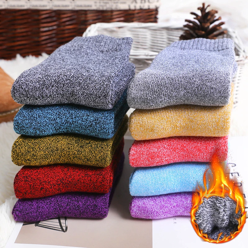 

Hot 1Pair Thick Thermal Cotton Home Socks Casual Breathable Female Winter Solid Casual Women Socks Ladies Terry Socks Winter