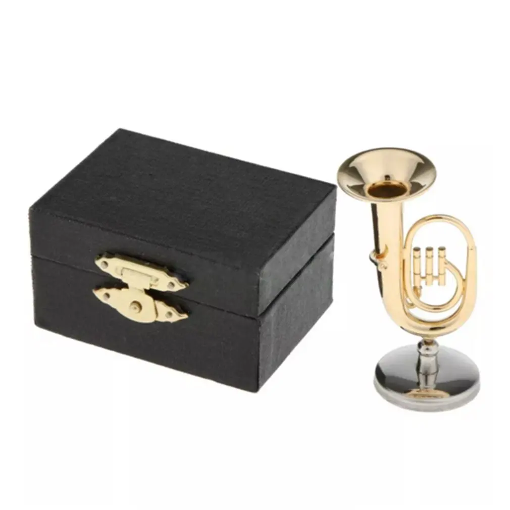 

Dollhouse Miniature Tuba Model Horn Boxed Top Grade Gift Mini Musical Instrument Model Golden Horn Vision Enjoyment