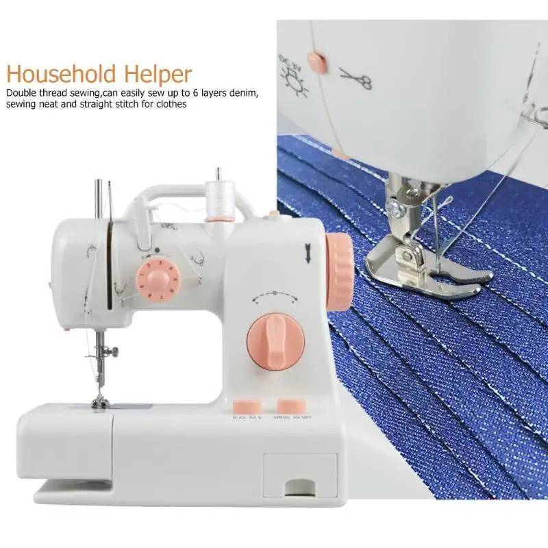 

Mini Sewing Machine Electric Built-in Light Household AC110-240V Multi-function Crafting Mending Pendal Sewing Machine EU Plug