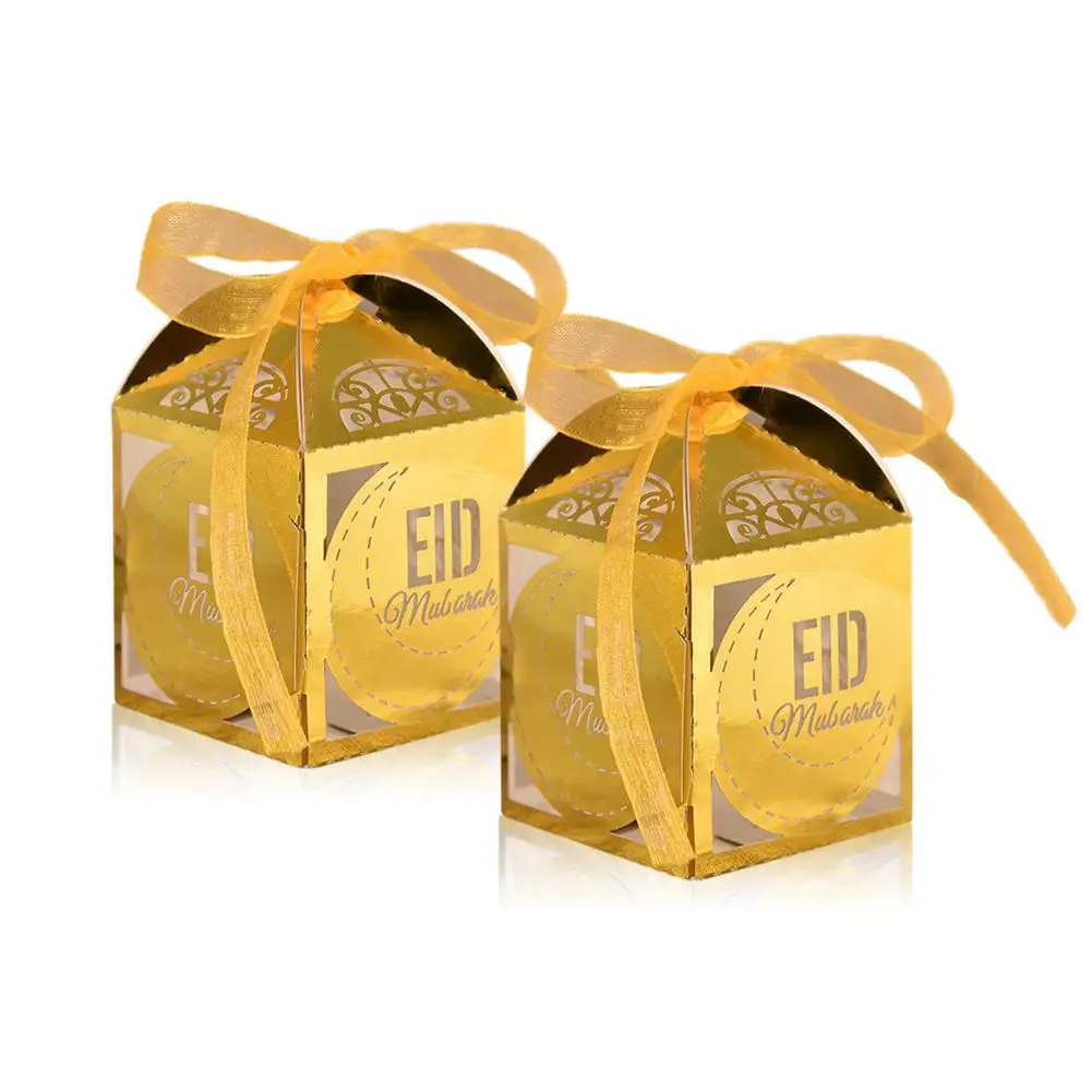 50 шт Eid коробка конфет полые свадебные конфеты с лентой подарочная лоток