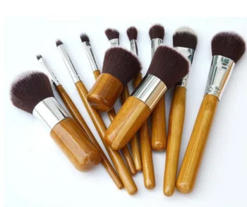 

11pcs Natural Bamboo Professional Makeup Brushes Set Foundation Blending Brush Tool Cosmetic Kits sets 50sets