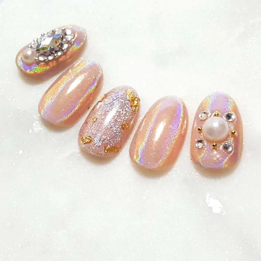 الثلاثية الأبعاد مسمار مسحوق الليزر مسمار التألق هولو قوس قزح كروم مسمار مسحوق الغبار مانيكير مسمار الفن زينة SF3057